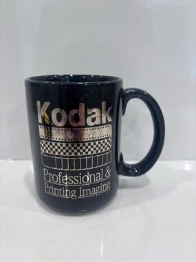 Kodak vintage 1995  commemorative Black Mug with Silver Logo and Graphic promo